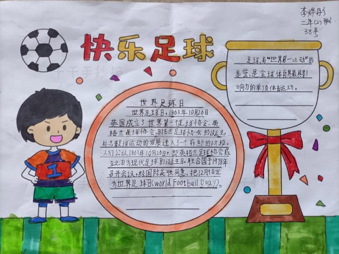 二年级足球手抄报绘画（我馆联合京溪小学开展“走进足球世界·共创足球文化”手抄报活动）