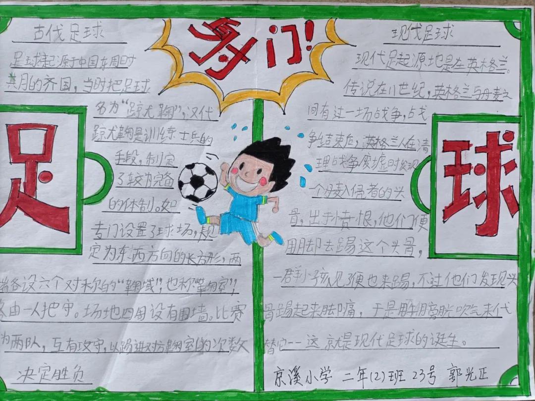 二年级足球手抄报绘画（我馆联合京溪小学开展“走进足球世界·共创足球文化”手抄报活动）