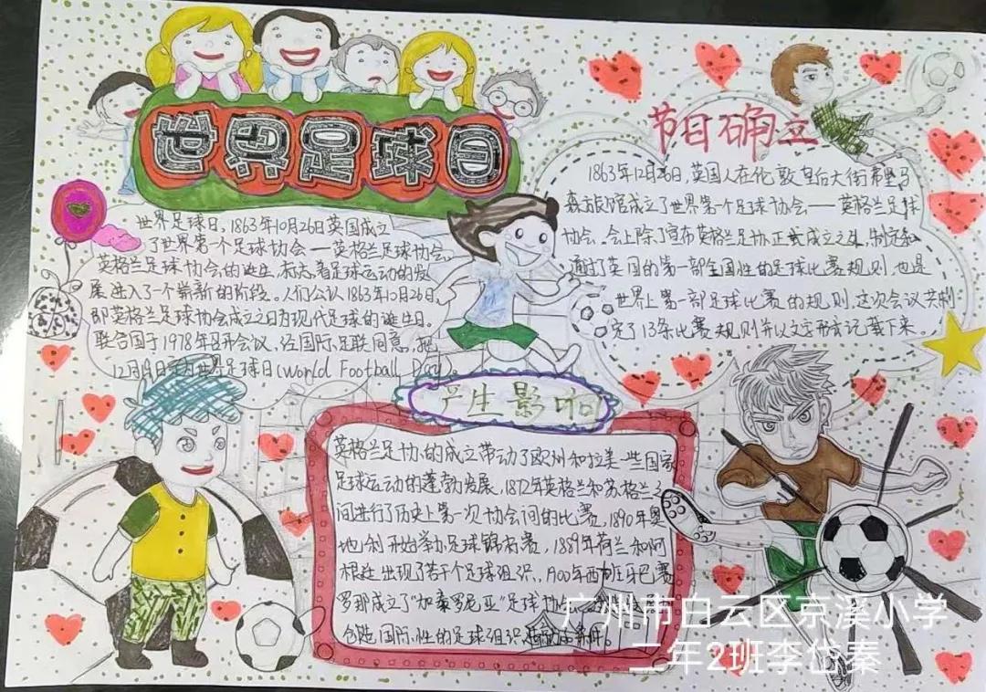 二年级足球手抄报绘画（我馆联合京溪小学开展“走进足球世界·共创足球文化”手抄报活动）